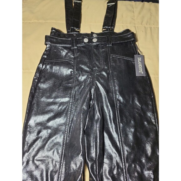 [BLANKNYC] Black Faux Leather Overalls Size 25 Vegan Leather “Other Worldly” NWT - Picture 2 of 9